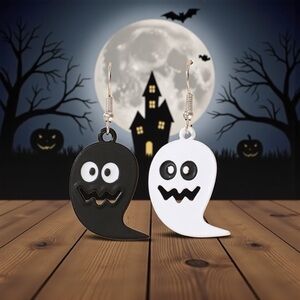 Cute & Festive Black and White Ghost Earrings